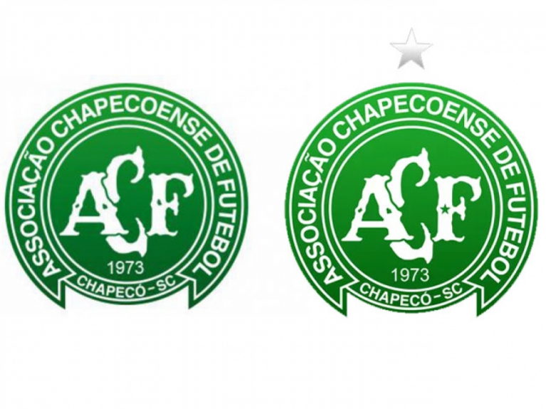 Chapecoense - A Chapecoense mudou escudo e incluiu uma estrela acima do símbolo em referência ao título da Sul-Americana, em 2016, e outra, dentro da letra F (de futebol) para lembrar as vítimas do trágico acidente aéreo de dois atrás que matou 71 pessoas.