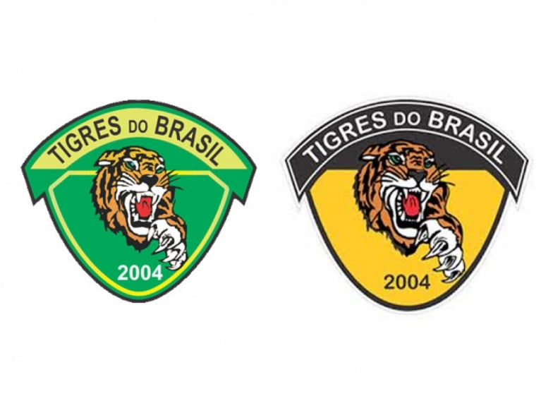 Tigres - Clube de Duque de Caxias (RJ), o Tigres do Brasil tinha um escudo nas cores verde e amarelo. Em 2015, o clube fez uma parceria com o Corinthians e trocou o verde (cor do Palmeiras, arquirrival do Timão) pelo amarelo.