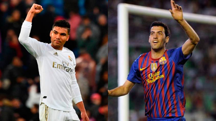 O primeiro volante é o brasileiro Casemiro. O camisa 14 do Real está avaliado em 70 milhões de euros (R$ 345,8 milhões) e Sergio Busquets vale a metade: 35 milhões de euros (R$ 172,9 milhões).