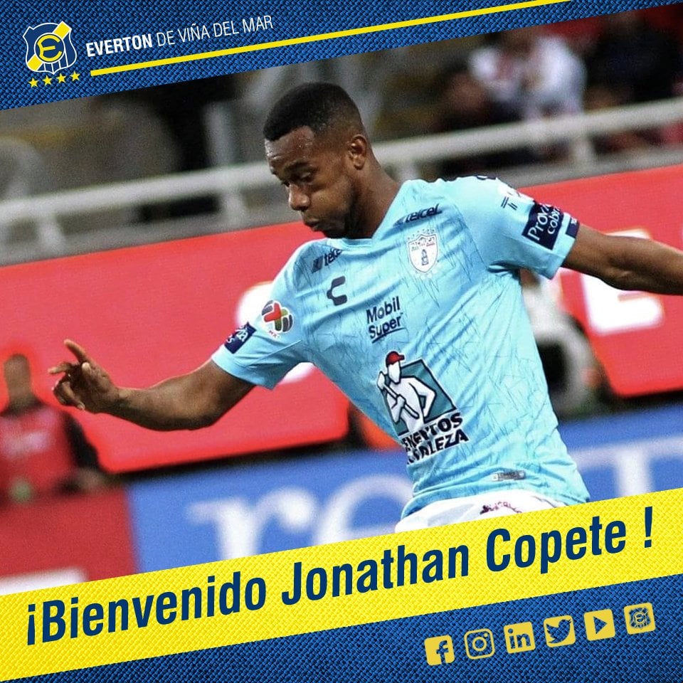 Velho conhecido da torcida do Santos, o atacante Jonathan Copete irá reforçar o Everton (CHI). O anúncio da contratação foi feito através do Twitter oficial do clube nesta sexta-feira. Os valores e tempo de contrato não foram divulgados.
