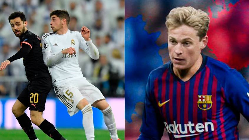 O terceiro meia do time é o holandês De Jong, do Barcelona. O jovem de 22 anos, que disputa com mais um jovem, está avaliado em 90 milhões de euros (R$ 444,6 milhões). Federico Valverde custa 50 milhões de euros (R$ 247 milhões).