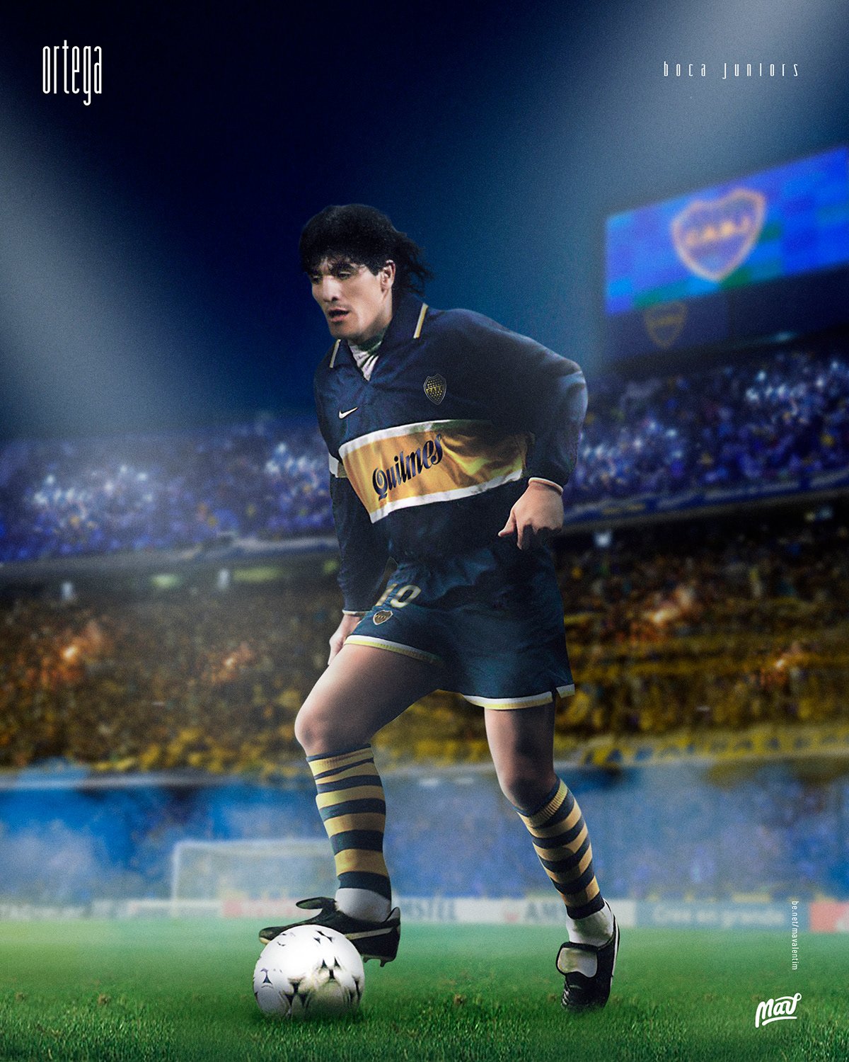 Ariel Ortega, ídolo do River Plate, usando a camisa do rival Boca Juniors.