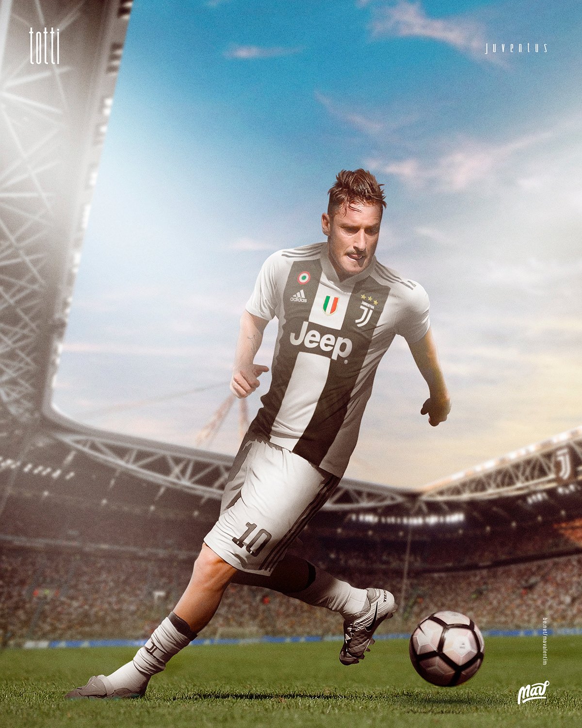 Francesco Totti, ídolo da Roma, vestindo uniforme da Juventus.