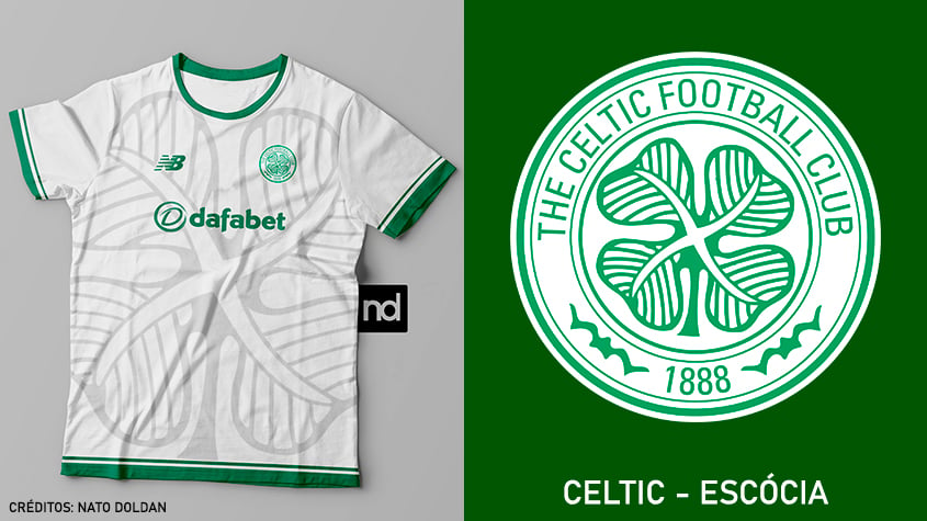 Camisas dos times de futebol inspiradas nos escudos dos clubes: Celtic