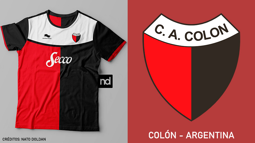 Camisas dos times de futebol inspiradas nos escudos dos clubes: Colón