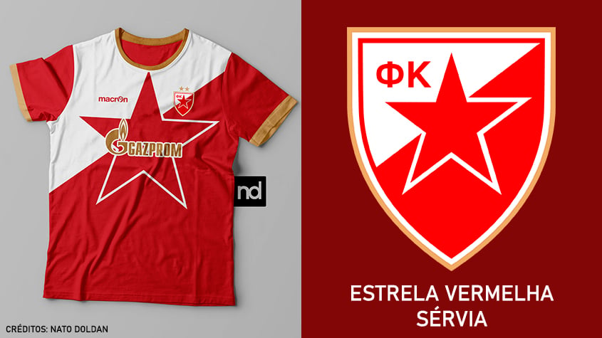 Camisas dos times de futebol inspiradas nos escudos dos clubes: Estrela Vermelha