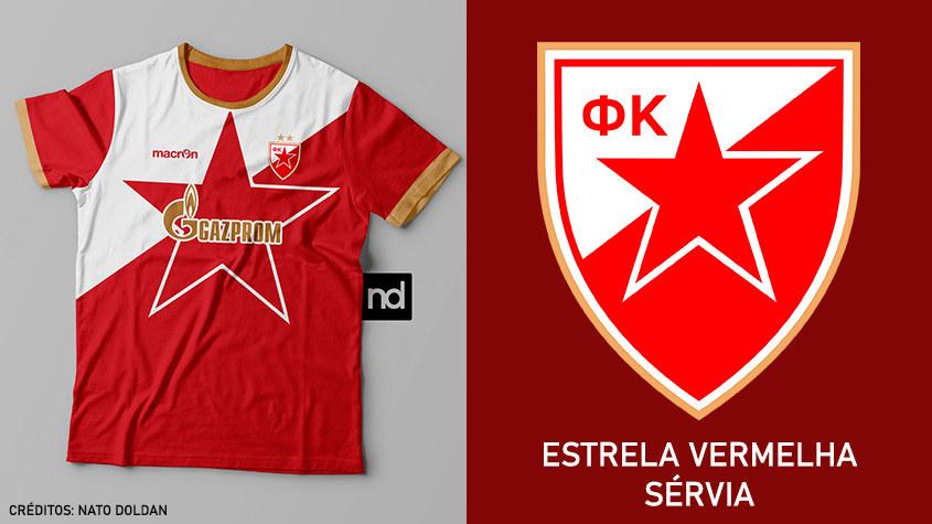 Camisas dos times de futebol inspiradas nos escudos dos clubes: Estrela Vermelha