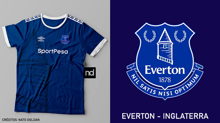 Camisas dos times de futebol inspiradas nos escudos dos clubes: Everton