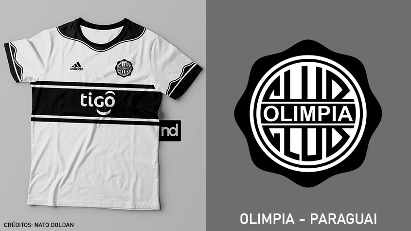 Camisas dos times de futebol inspiradas nos escudos dos clubes: Olimpia