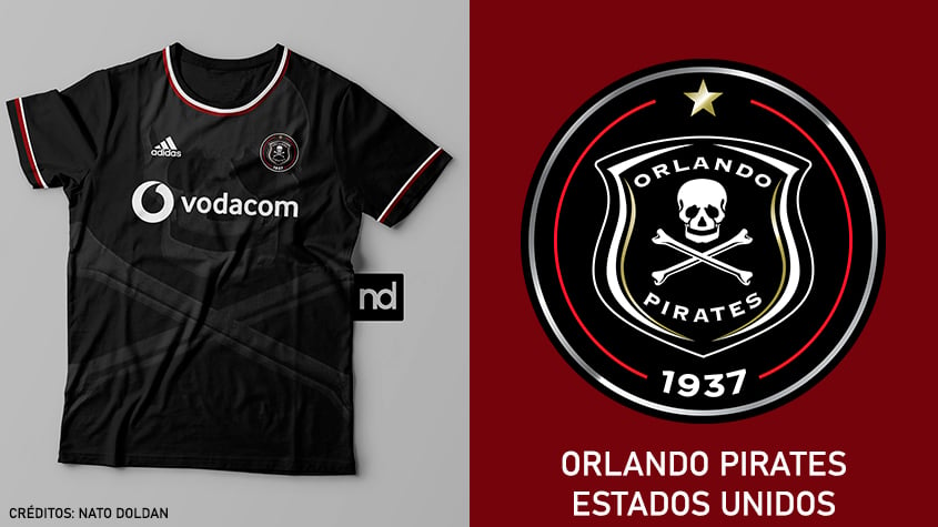 Camisas dos times de futebol inspiradas nos escudos dos clubes: Orlando Pirates
