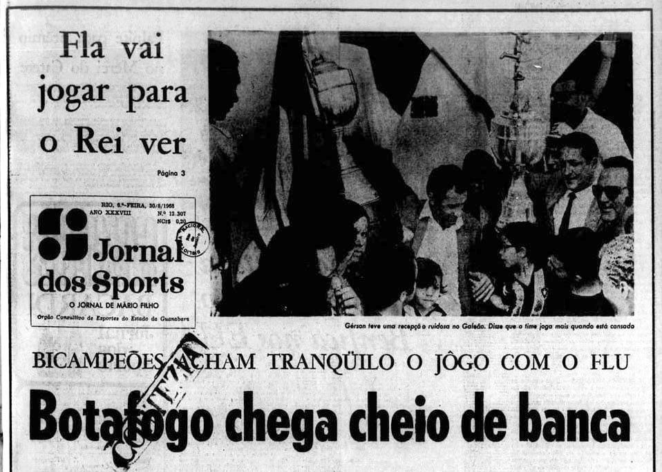 Na edição de 1968, o Botafogo venceu a seleção da Argentina, por 1 a 0, com gol de Jairzinho, e o Benfica, de Eusébio, por 2 a 0, com gols de Lula e Roberto. No retorno ao Rio, o time foi recebido com festa no aeroporto