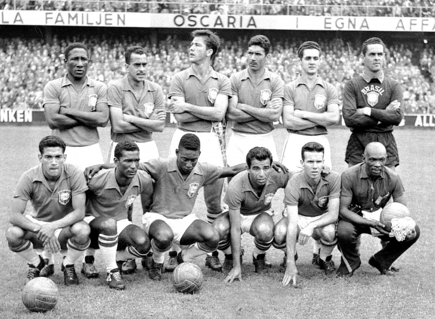 Copa do Mundo 1958 (Suécia) - Estreia: Brasil 3 x 0 Áustria - Gols: Mazzola (2) e Nilton Santos