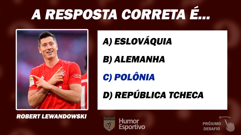 Resposta: Robert Lewandowski nasceu na Polônia