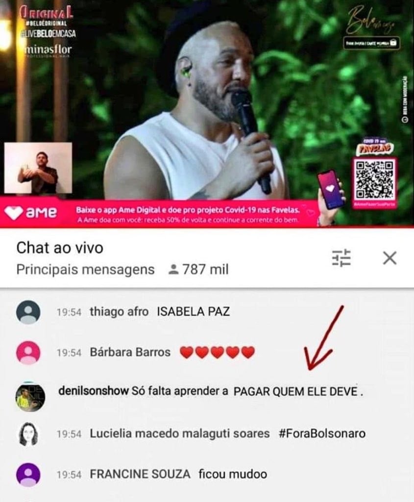 Belo e Denílson protagonizam memes durante live do cantor