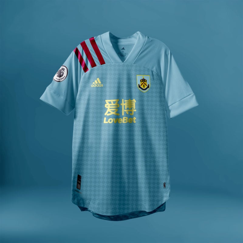 Camisa do Burnley com Adidas (fornecedora atual: Umbro)