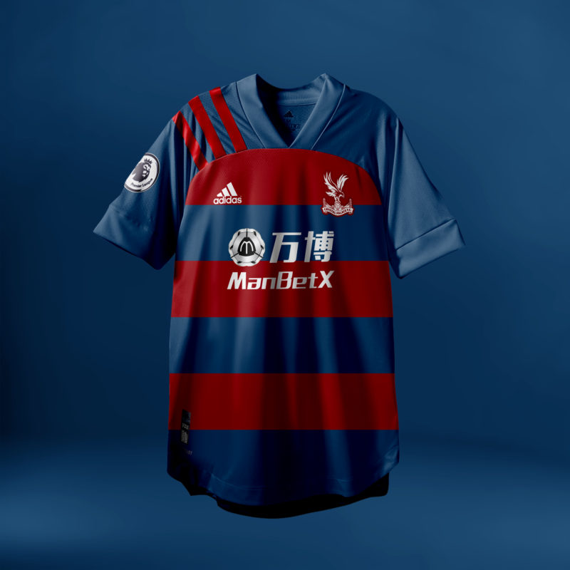 Camisa do Crystal Palace com Adidas (fornecedora atual: Puma)