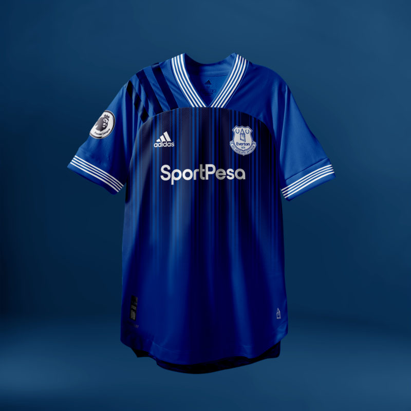 Camisa do Everton com Adidas (fornecedora atual: Umbro)