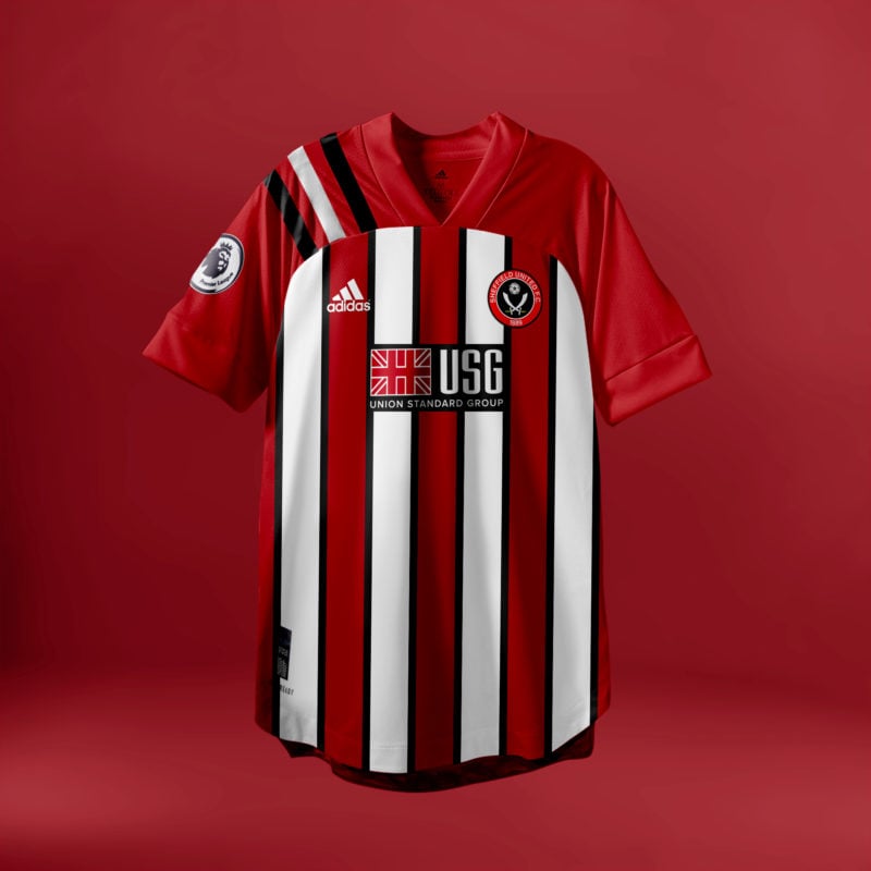 O site Graphic UNTD também criou novas versões para os clubes que já têm contrato com a Adidas: "nova camisa" do Sheffield United