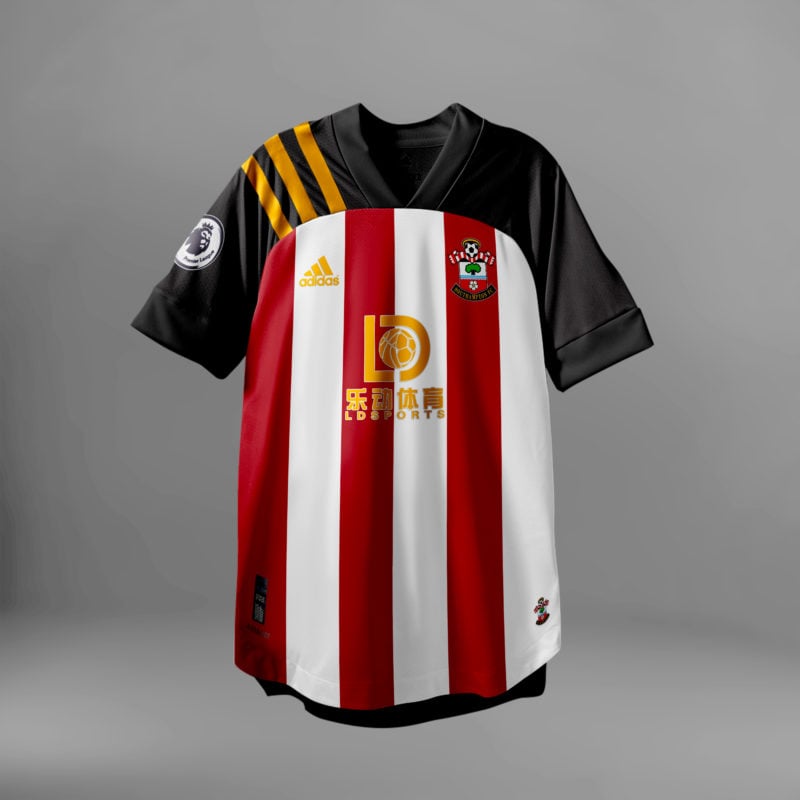 Camisa do Southampton com Adidas (fornecedora atual: Under Armour)