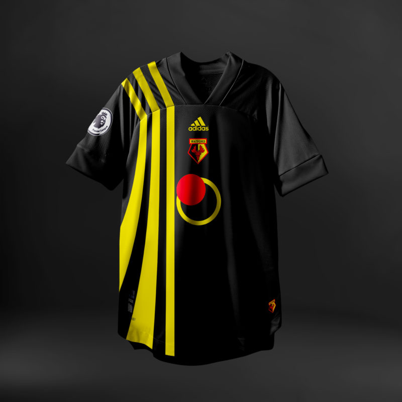 O site Graphic UNTD também criou novas versões para os clubes que já têm contrato com a Adidas: "nova camisa" do Watford