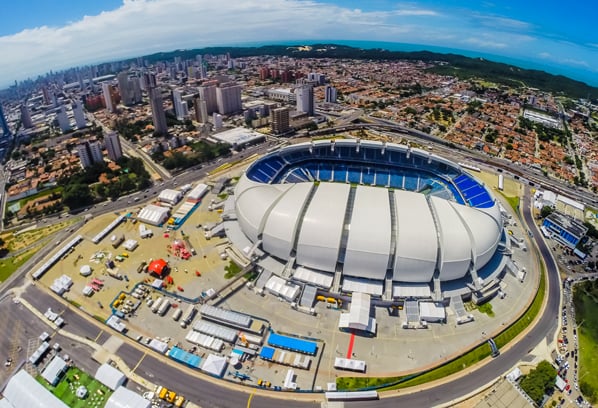A Arena das Dunas, localizada na cidade de Natal, no Rio Grande do Norte, foi inaugurada em 2014 para a realização da Copa do Mundo. Ela foi erguida no lugar do estádio João Machado, datado de 1972, ou seja, há 48 anos.