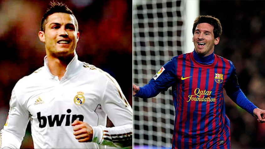 Temporada 2011/2012 - Cristiano Ronaldo (Real Madrid) 55 jogos oficiais e 60 gols x Messi (Barcelona) 60 jogos oficiais e 73 gols