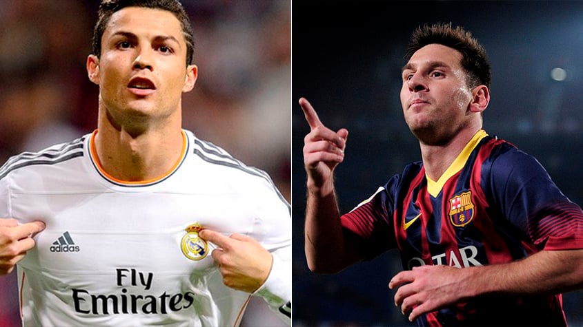 Temporada 2013/2014 - Cristiano Ronaldo (Real Madrid) 47 jogos oficiais e 51 gols x Messi (Barcelona) 46 jogos oficiais e 41 gols