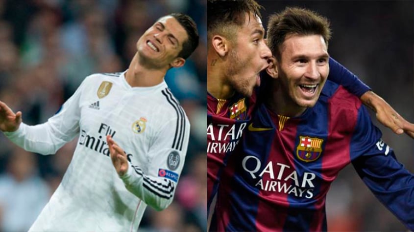 Temporada 2014/2015 - Cristiano Ronaldo (Real Madrid) 54 jogos oficiais e 61 gols x Messi (Barcelona) 57 jogos oficiais e 58 gols