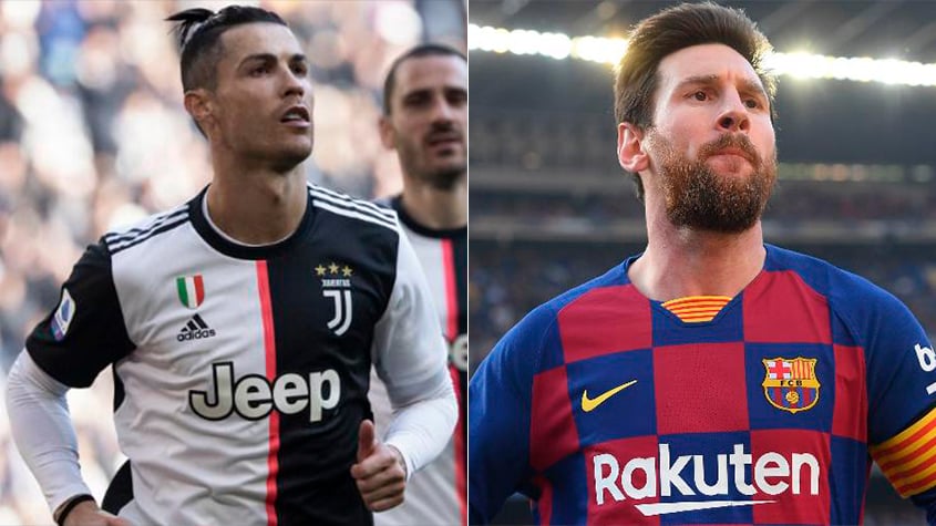 Temporada 2019/2020 - Cristiano Ronaldo (Juventus) 41 jogos oficiais e 32 gols x Messi (Barcelona) 42 jogos oficiais e 30 gols