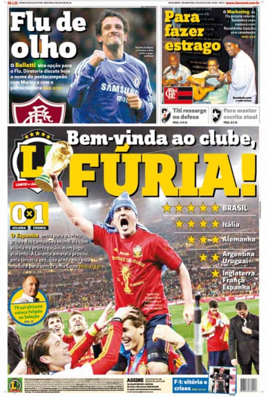 A Espanha já apresentava um futebol de encher os olhos, mas faltava algo a mais. Até que, em 2010, a espera chegou ao fim: a Fúria soltou o grito de "campeã", ao bater a Holanda por 1 a 0 na final da Copa do Mundo.