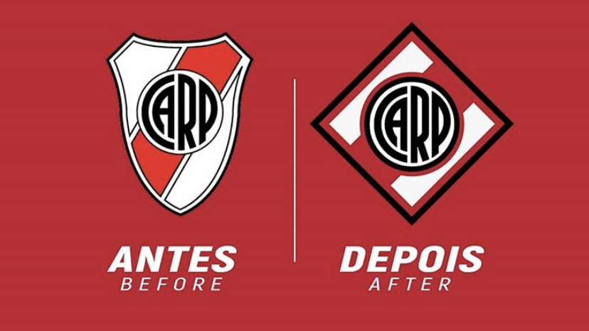 Proposta de mudança para o escudo do River Plate. Obs: após essa arte o clube argentino já fez pequenas mudanças no seu escudo.