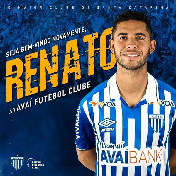 Renato - Através do seu site, o Avaí confirmou a informação que já era aguardada: a contratação do atacante Renato, jogador que estava ligado contratualmente à Chapecoense.