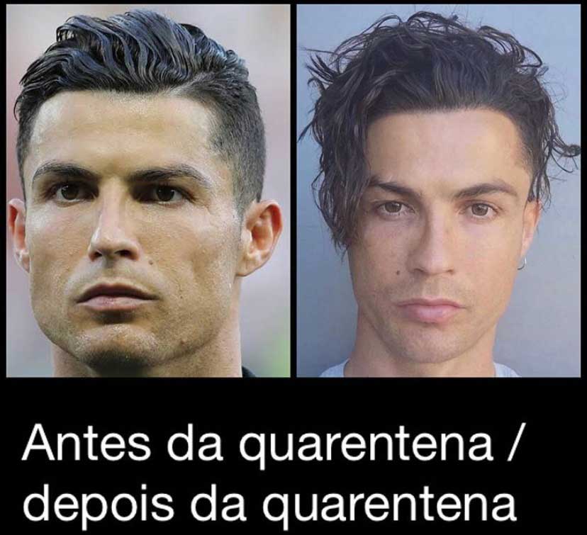 Internautas fazem memes com foto postada por Cristiano Ronaldo mostrando o novo corte de cabelo