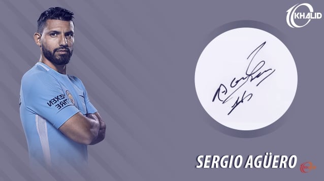 Jogadores e seus respectivos autógrafos: Sergio Agüero