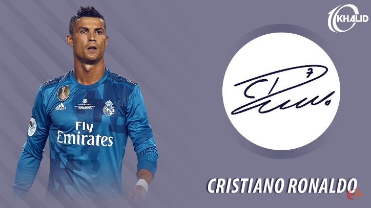 Jogadores e seus respectivos autógrafos: Cristiano Ronaldo