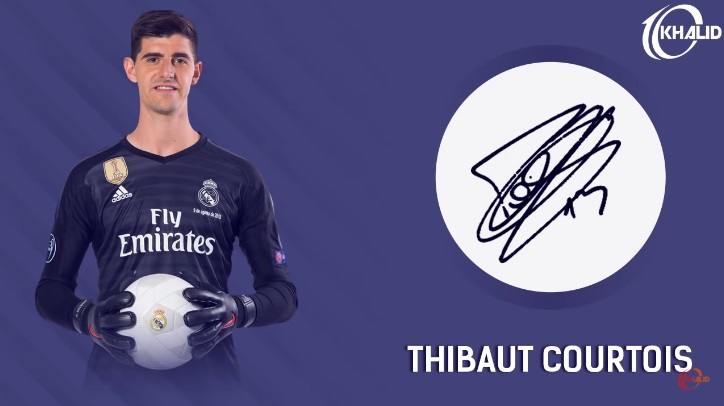 Jogadores e seus respectivos autógrafos: Thibaut Courtois