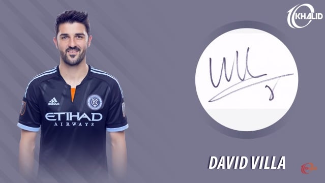Jogadores e seus respectivos autógrafos: David Villa