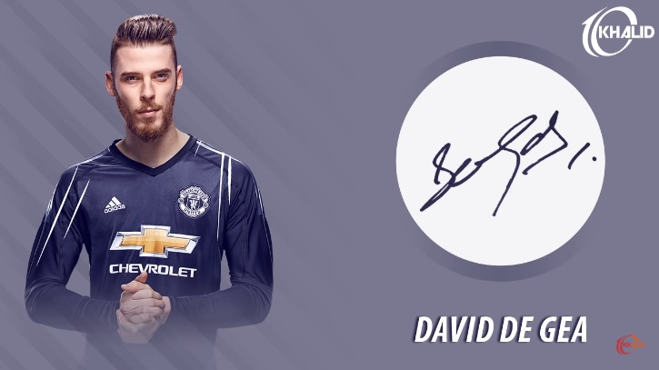 Jogadores e seus respectivos autógrafos: De Gea