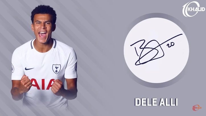 Jogadores e seus respectivos autógrafos: Dele Alli