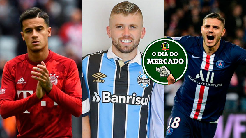 Apesar de toda a preocupação com o novo coronavírus, o mercado da bola continua ativo no mundo todo. O meia Philippe Coutinho pode jogar na Itália, Caio Henrique se despede do Grêmio e Icardi definiu seu futuro... Confira o dia do mercado deste sábado!