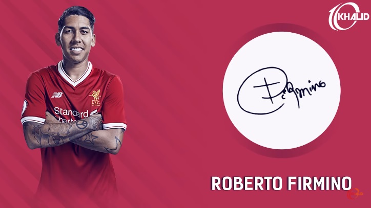 Jogadores e seus respectivos autógrafos: Roberto Firmino