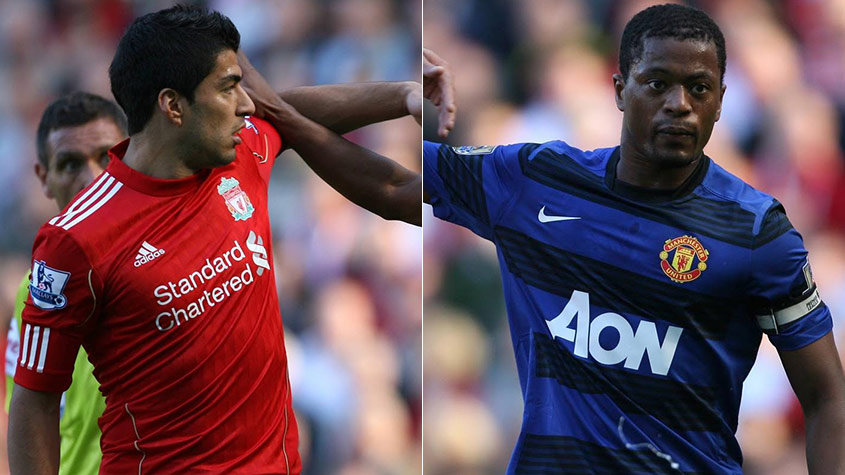 Suárez e Evra acabaram discutindo em um Liverpool e Manchester United em 2011. O atacante uruguaio foi acusado de racismo e pegou, inclusive, oito jogos de suspensão. Alguns meses depois, eles voltaram a se encontrar em um clássico. Na ocasião, o uruguaio se negou a cumprimentar o lateral na entrada das equipes em campo.