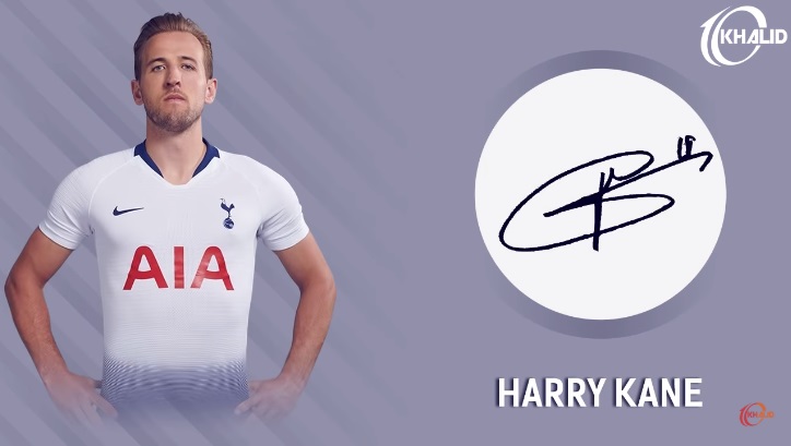 Jogadores e seus respectivos autógrafos: Harry Kane