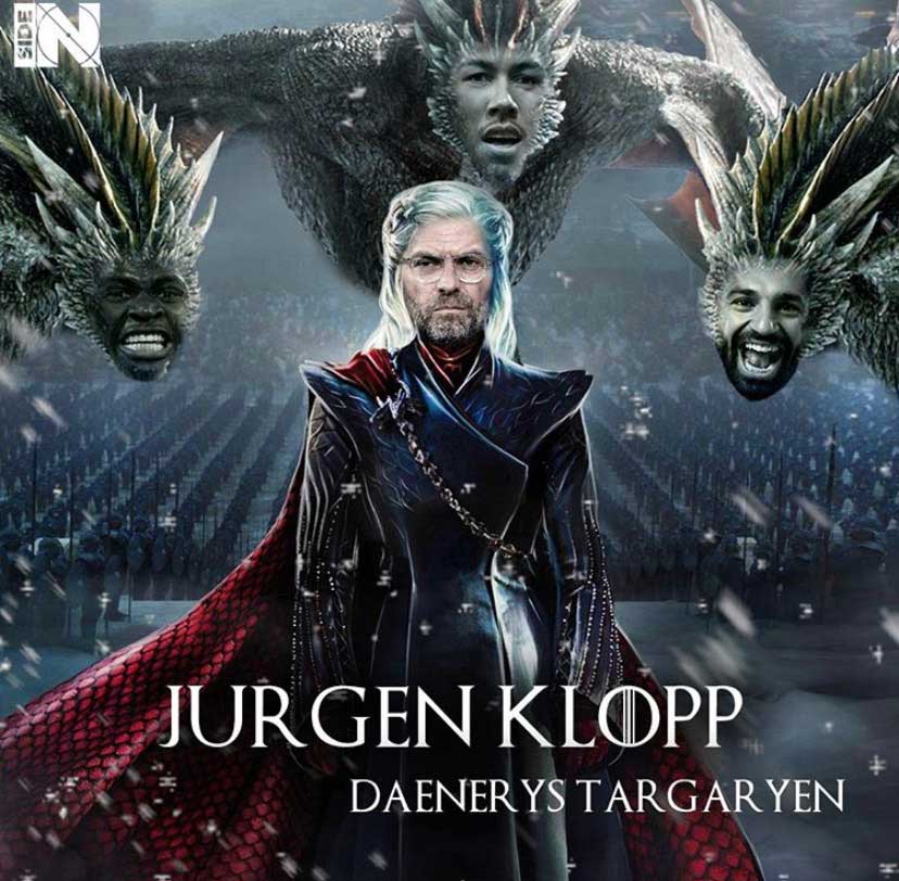 Jogadores e técnicos viram personagens de GoT: Jurgen Klopp, Mané, Firmino e Salah