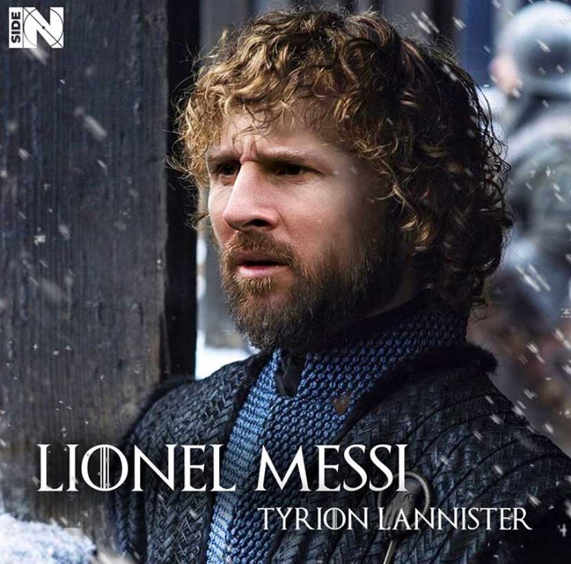 Jogadores e técnicos viram personagens de GoT: Lionel Messi