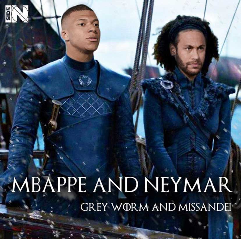 Jogadores e técnicos viram personagens de GoT: Mbappé e Neymar