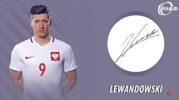 Jogadores e seus respectivos autógrafos: Robert Lewandowski
