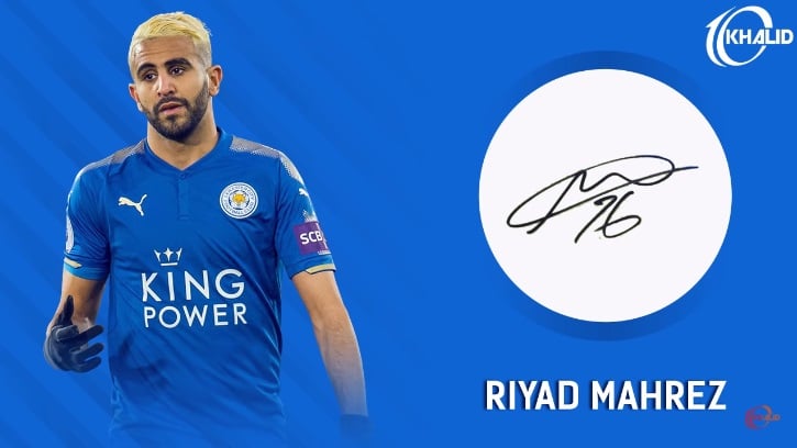 Jogadores e seus respectivos autógrafos: Mahrez