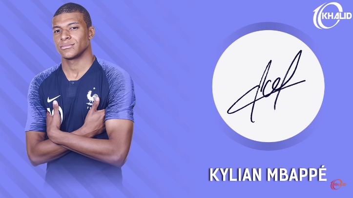 Jogadores e seus respectivos autógrafos: Mbappé