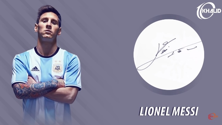 Jogadores e seus respectivos autógrafos: Lionel Messi